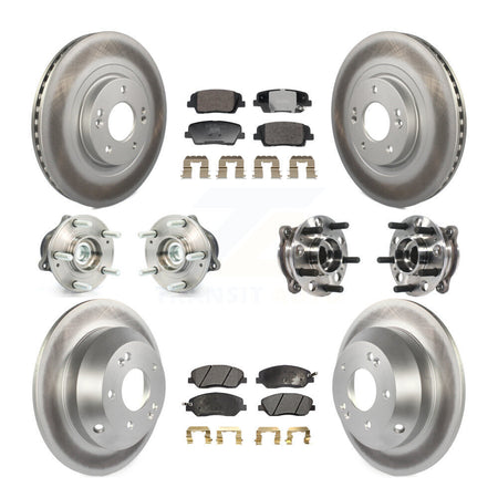 Front Rear Hub Bearing Coated Disc Brake Rotor And Pad Kit (10Pc) For Hyundai Santa Fe XL KBB-128378