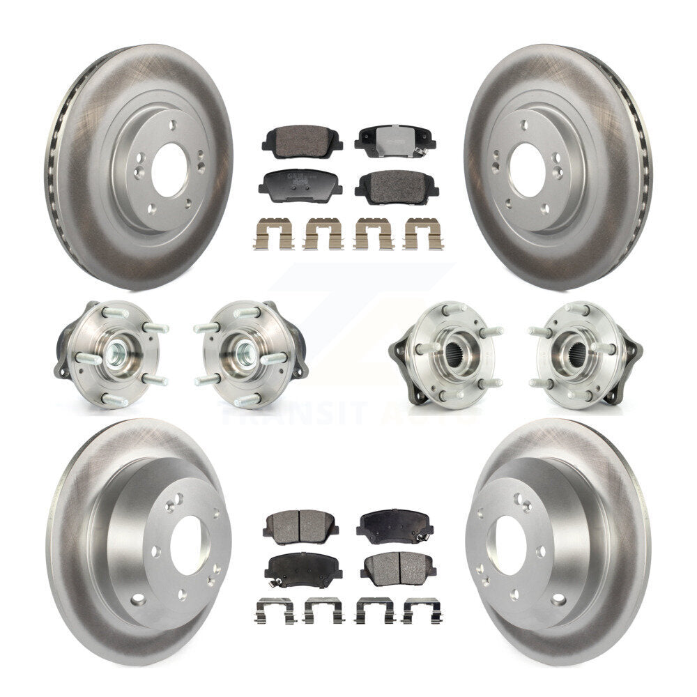 Front Rear Hub Bearing Coated Brake Rotor & Pad Kit (10Pc) For Hyundai Santa Fe Sport Kia KBB-128380
