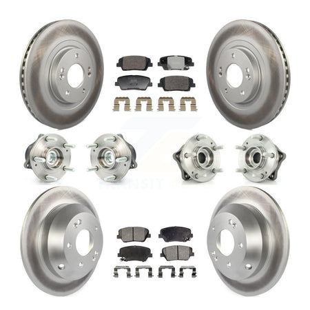 Front Rear Hub Bearing Coated Brake Rotor & Pad Kit (10Pc) For Hyundai Santa Fe Sport Kia KBB-128380