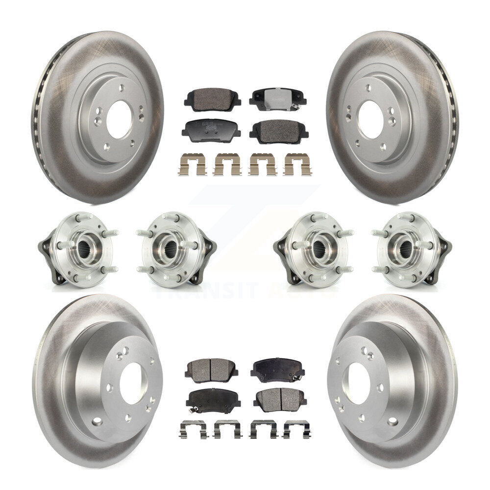 Front Rear Hub Bearing Coated Brake Rotor & Pad Kit (10Pc) For Hyundai Santa Fe Sport Kia KBB-128381
