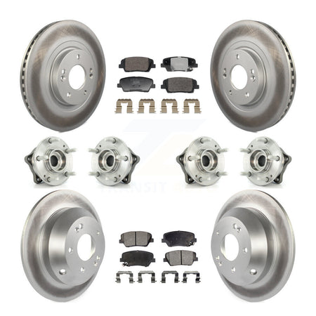Front Rear Hub Bearing Coated Brake Rotor & Pad Kit (10Pc) For Hyundai Santa Fe Sport Kia KBB-128381