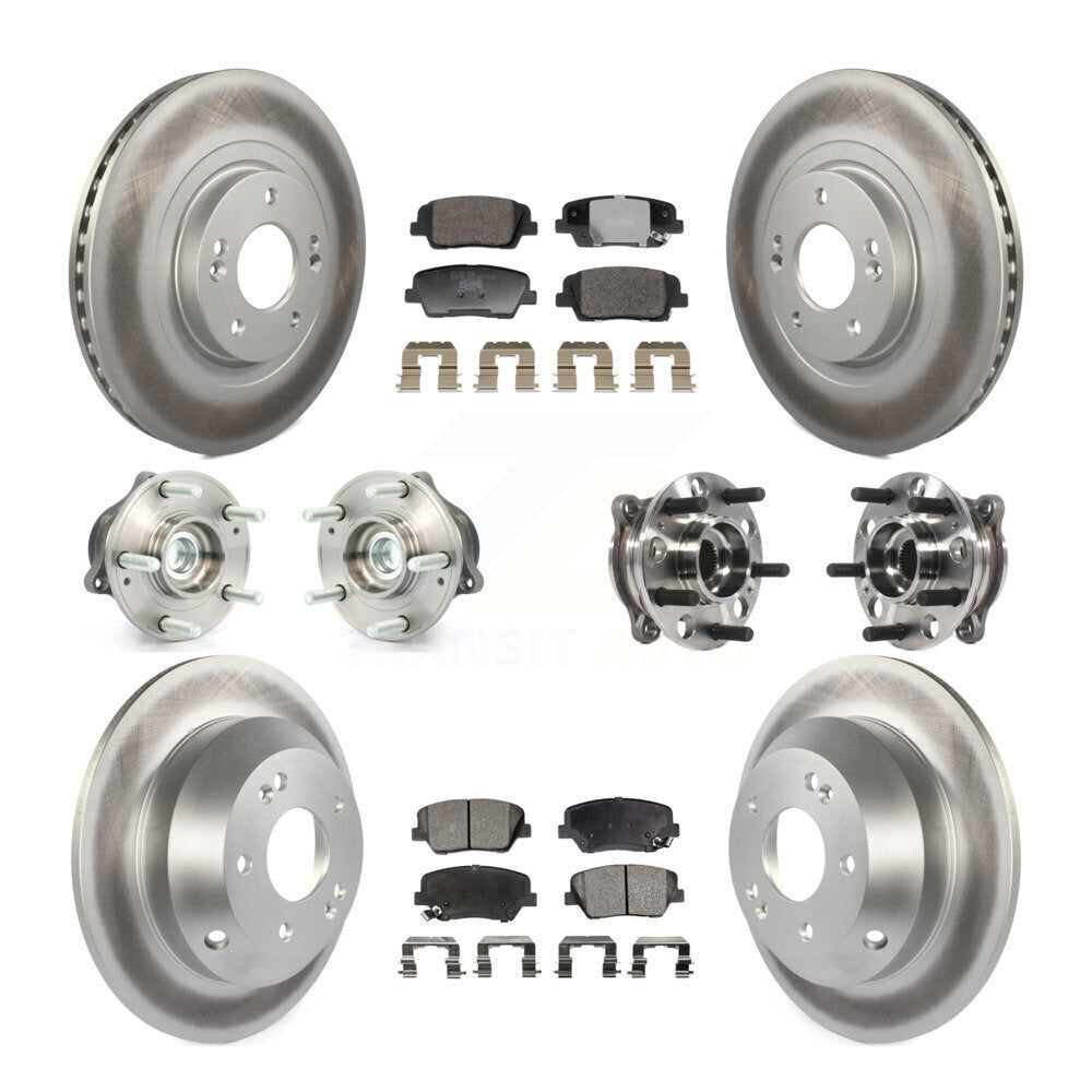 Front Rear Hub Bearing Coated Disc Brake Rotor Pads Kit (10Pc) For Hyundai Santa Fe Sport KBB-128382