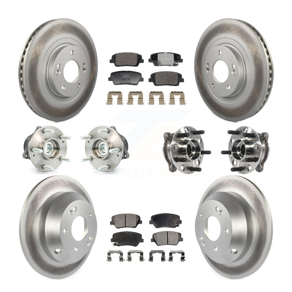 Front Rear Hub Bearing Coated Disc Brake Rotor Pads Kit (10Pc) For Hyundai Santa Fe Sport KBB-128382