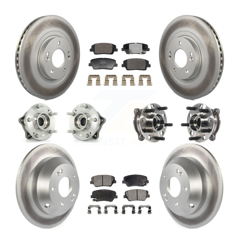 Front Rear Hub Bearing Coated Disc Brake Rotor Pads Kit (10Pc) For Hyundai Santa Fe Sport KBB-128383