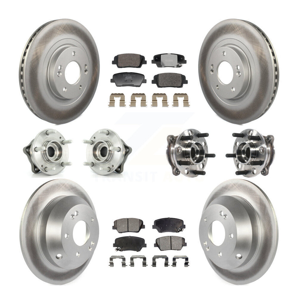 Front Rear Hub Bearing Coated Disc Brake Rotor Pads Kit (10Pc) For Hyundai Santa Fe Sport KBB-128383
