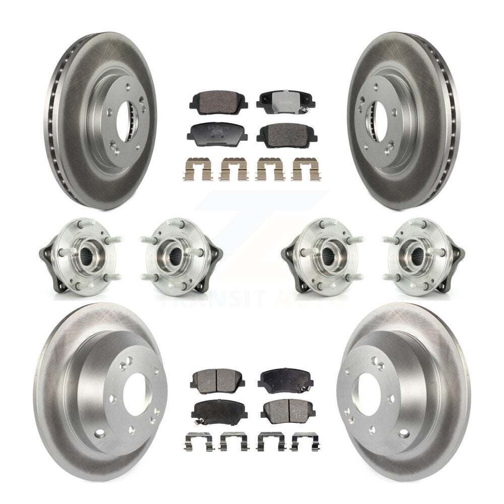 Front Rear Hub Bearing Coated Brake Rotor Pad Kit (10Pc) For Hyundai Santa Fe Kia Sorento KBB-128385
