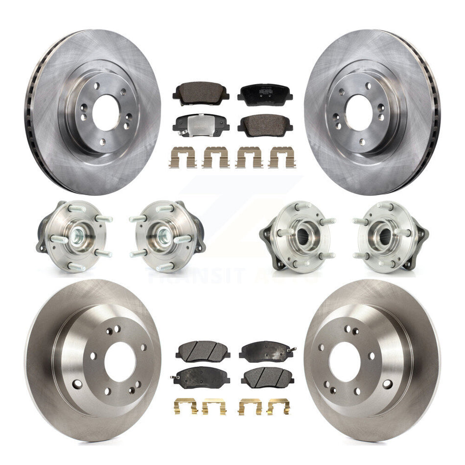 Front Rear Hub Bearing Brake Rotor & Pad Kit (10Pc) For Hyundai Santa Fe XL FWD with 3.3L KBB-128419
