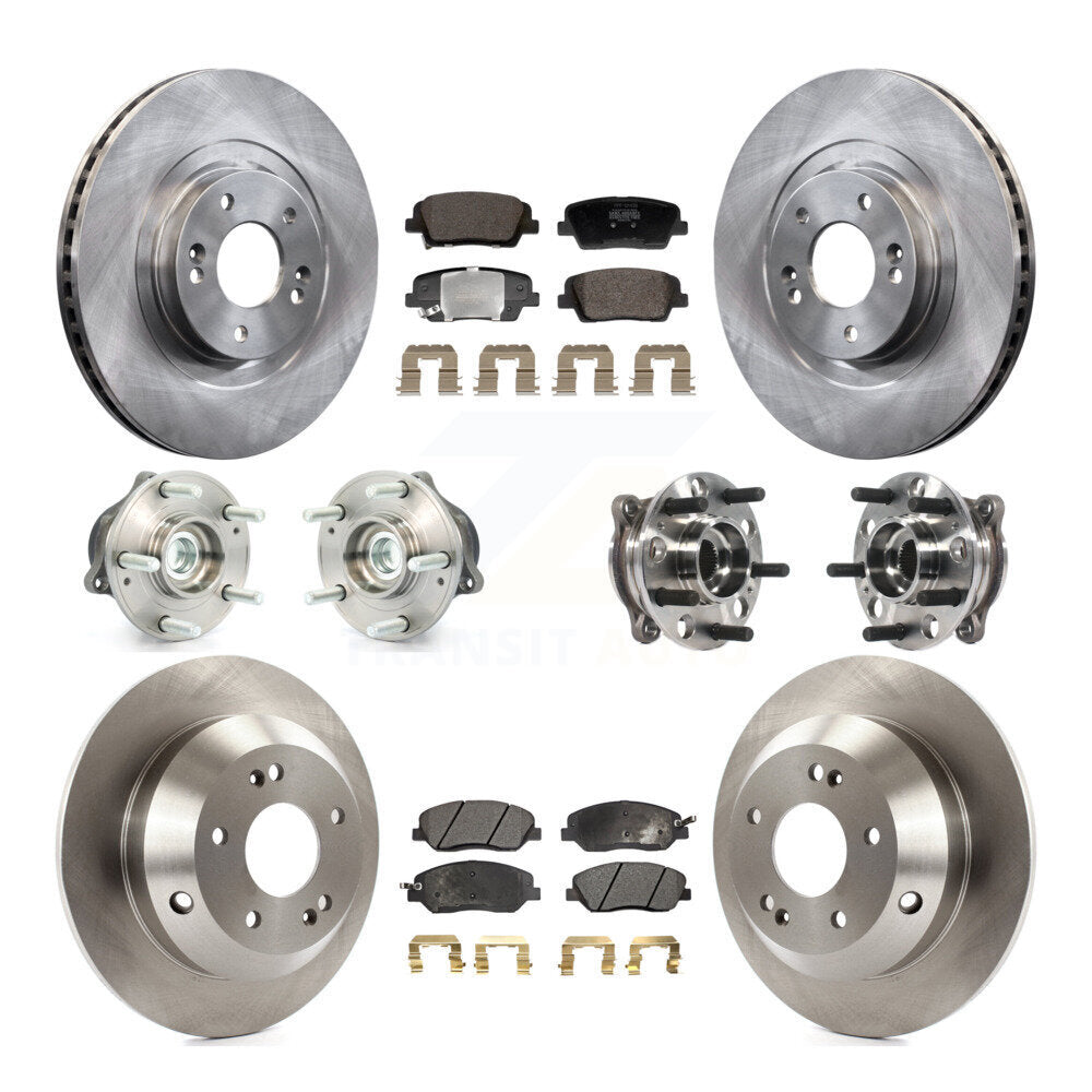 Front Rear Hub Bearing Brake Rotor & Pad Kit (10Pc) For Hyundai Santa Fe XL FWD with 3.3L KBB-128421