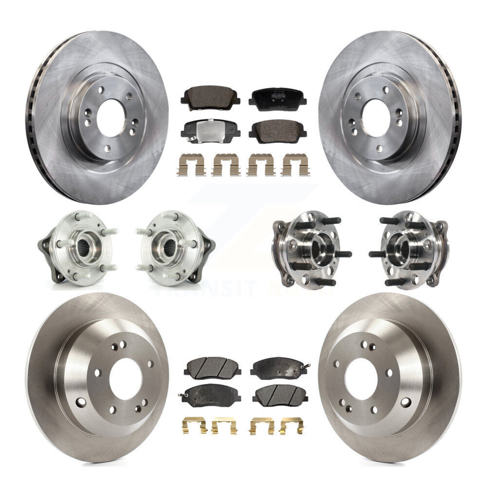 Front Rear Hub Bearing Brake Rotor & Pad Kit (10Pc) For Hyundai Santa Fe XL AWD with 3.3L KBB-128422