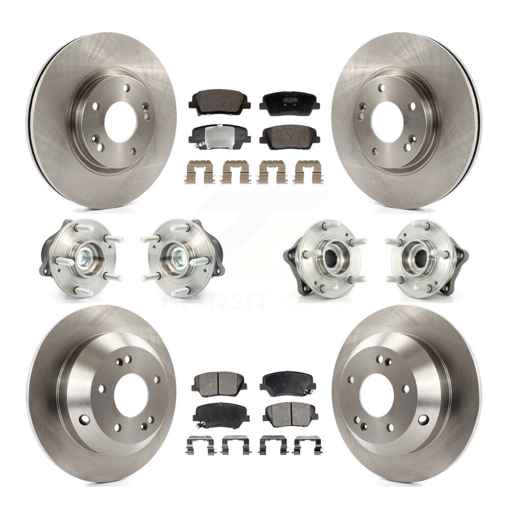 Front Rear Hub Bearing Brake Rotor & Pads Kit (10Pc) For Hyundai Santa Fe Kia Sorento FWD KBB-128423