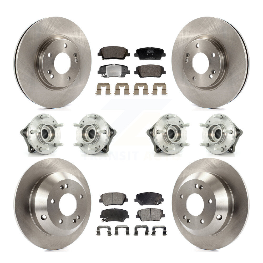 Front Rear Hub Bearing Brake Rotor & Pads Kit (10Pc) For Hyundai Santa Fe Kia Sorento AWD KBB-128424