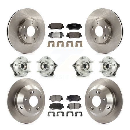 Front Rear Hub Bearing Brake Rotor & Pads Kit (10Pc) For Hyundai Santa Fe Kia Sorento AWD KBB-128424