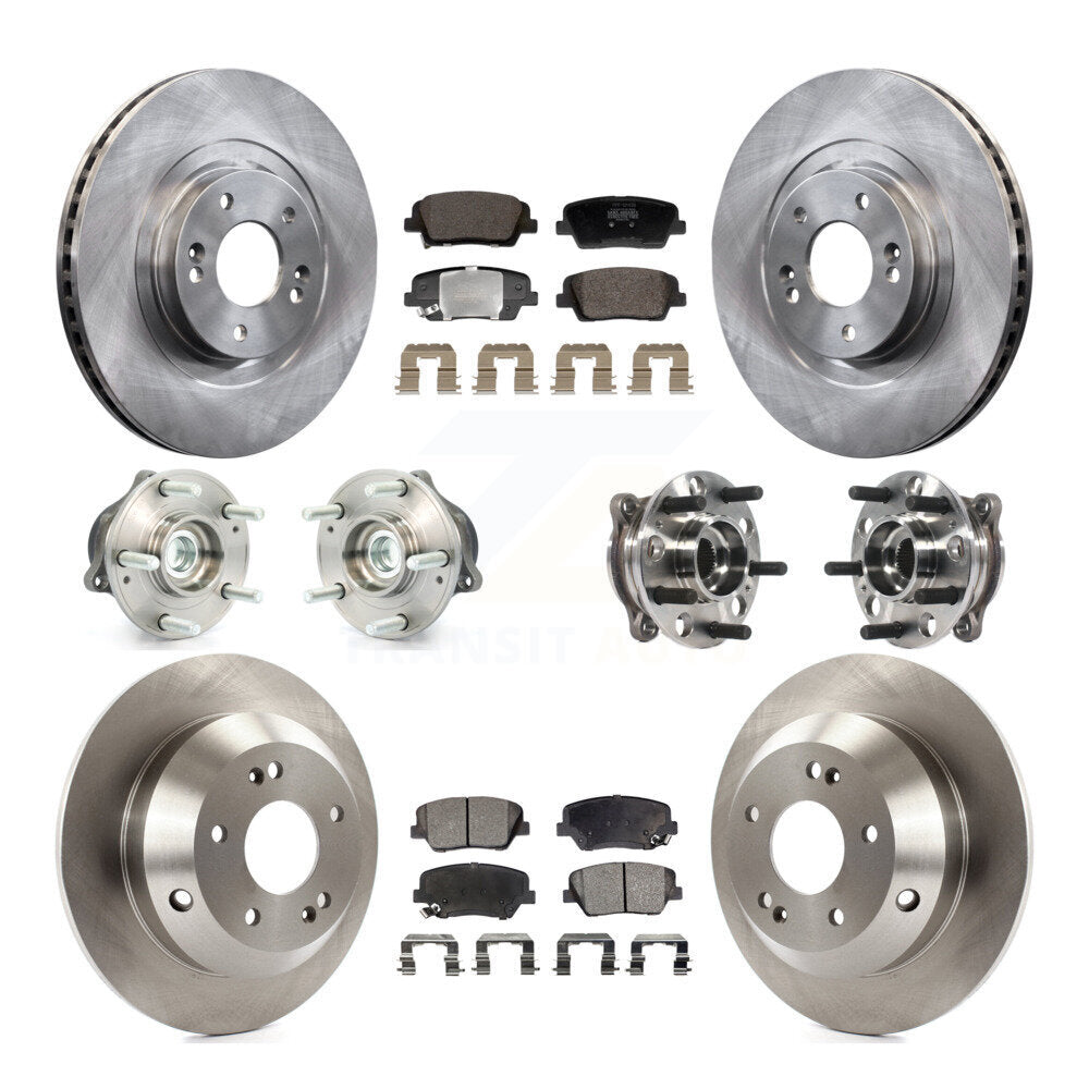 Front Rear Hub Bearings Disc Brake Rotors And Pads Kit (10Pc) For Hyundai Santa Fe Sport KBB-128427