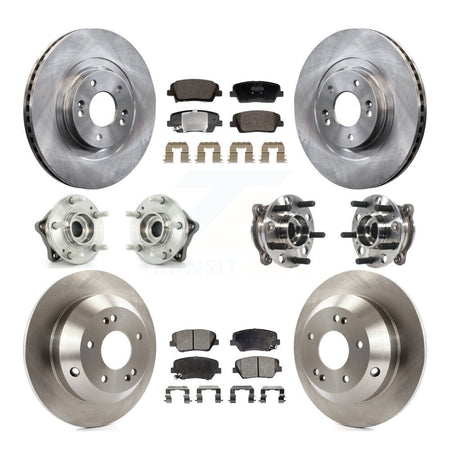 Front Rear Hub Bearings Disc Brake Rotors And Pads Kit (10Pc) For Hyundai Santa Fe Sport KBB-128428