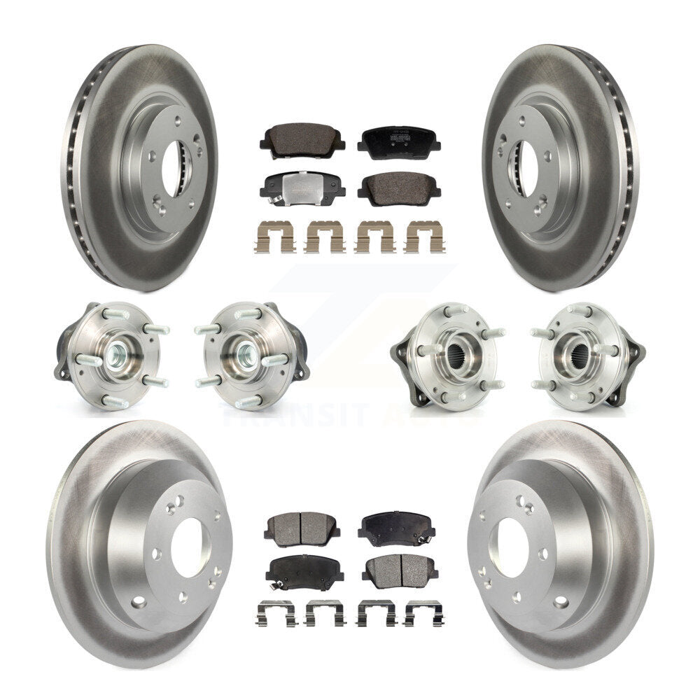 Front Rear Hub Bearing Coated Brake Rotor Pad Kit (10Pc) For Hyundai Santa Fe Kia Sorento KBB-128437