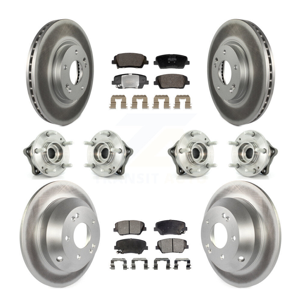 Front Rear Hub Bearing Coated Brake Rotor Pad Kit (10Pc) For Hyundai Santa Fe Kia Sorento KBB-128438