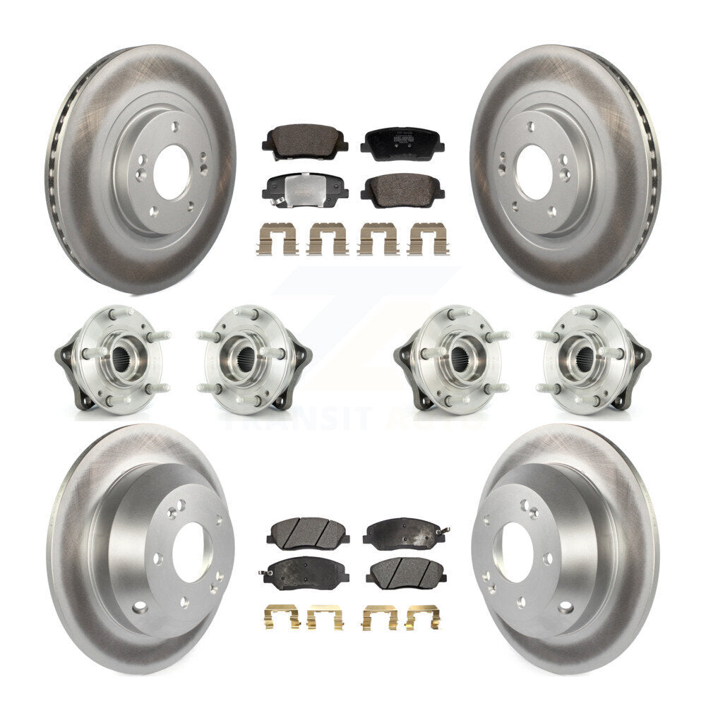 Front Rear Hub Bearing Coated Disc Brake Rotor And Pad Kit (10Pc) For Hyundai Santa Fe XL KBB-128440