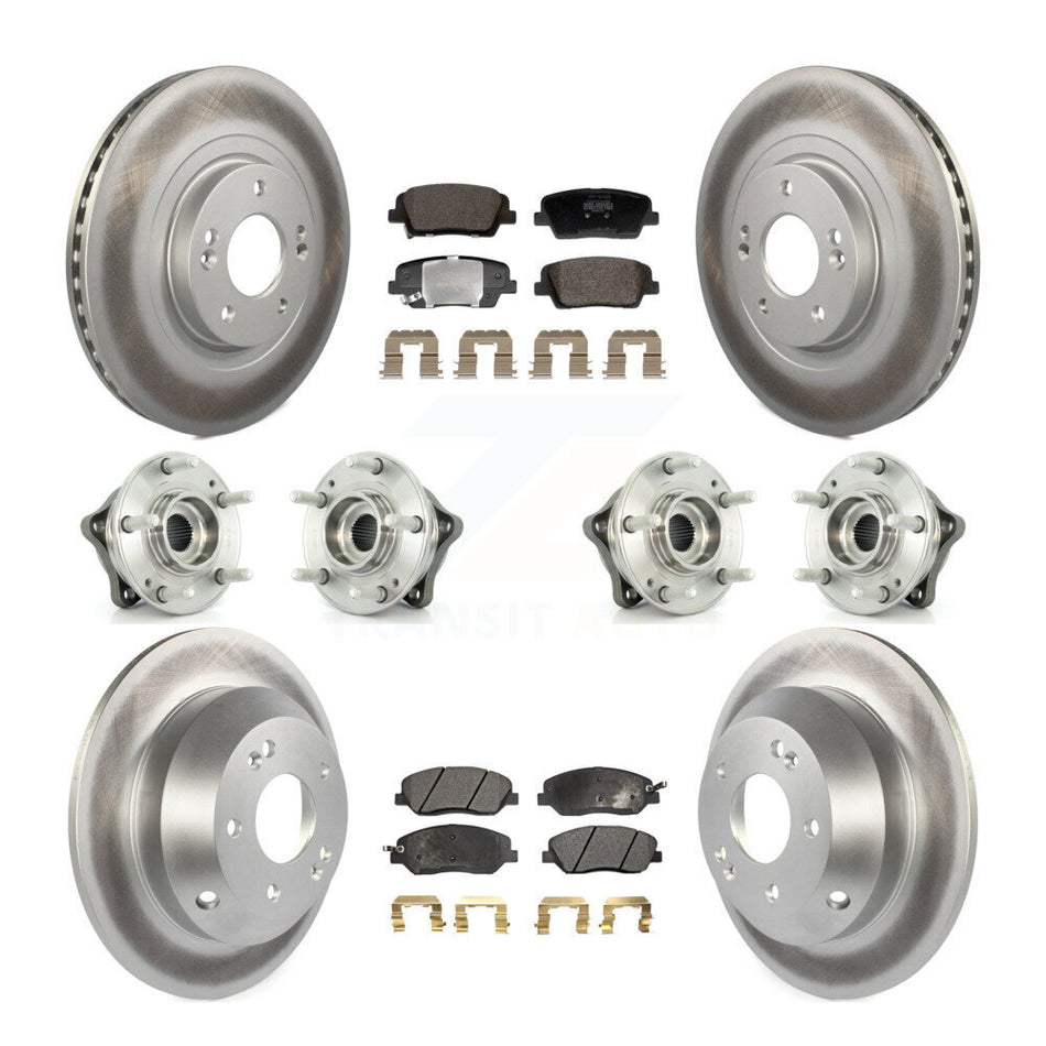 Front Rear Hub Bearing Coated Disc Brake Rotor And Pad Kit (10Pc) For Hyundai Santa Fe XL KBB-128440