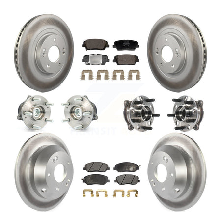 Front Rear Hub Bearing Coated Disc Brake Rotor And Pad Kit (10Pc) For Hyundai Santa Fe XL KBB-128441