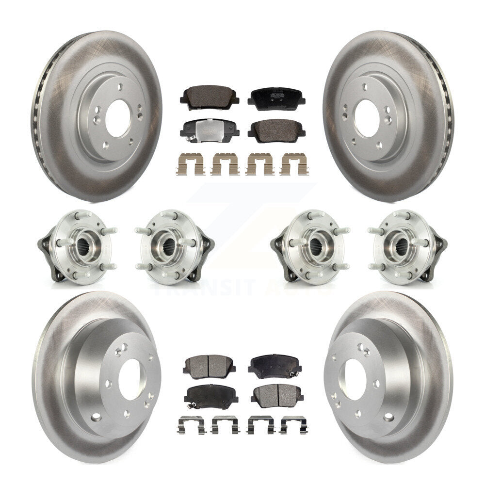 Front Rear Hub Bearing Coated Brake Rotor & Pad Kit (10Pc) For Hyundai Santa Fe Sport Kia KBB-128444