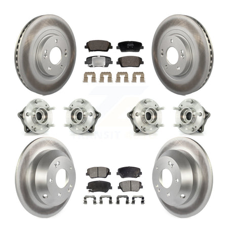 Front Rear Hub Bearing Coated Brake Rotor & Pad Kit (10Pc) For Hyundai Santa Fe Sport Kia KBB-128444