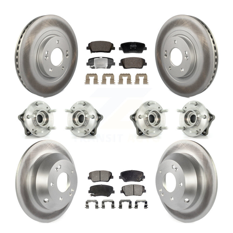 Front Rear Hub Bearing Coated Brake Rotor & Pad Kit (10Pc) For Hyundai Santa Fe Sport Kia KBB-128444