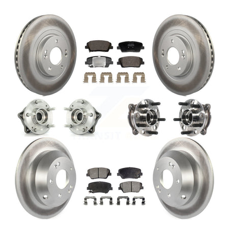 Front Rear Hub Bearing Coated Disc Brake Rotor Pads Kit (10Pc) For Hyundai Santa Fe Sport KBB-128446