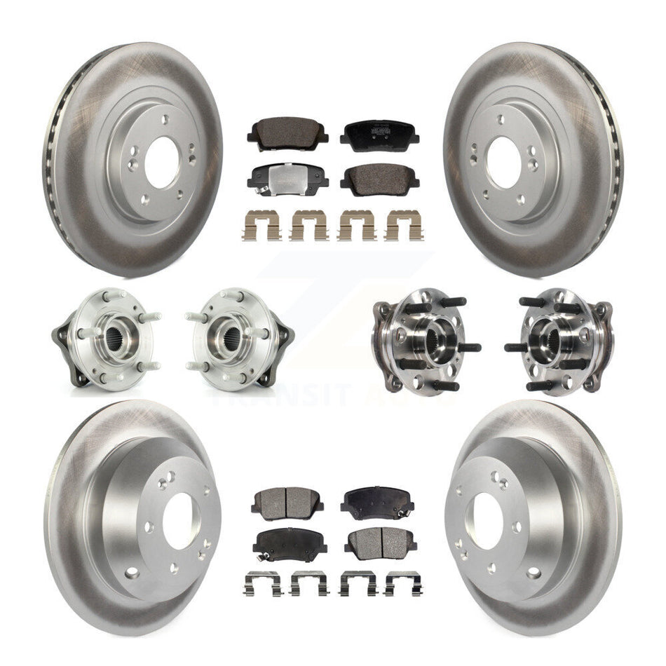 Front Rear Hub Bearing Coated Disc Brake Rotor Pads Kit (10Pc) For Hyundai Santa Fe Sport KBB-128446