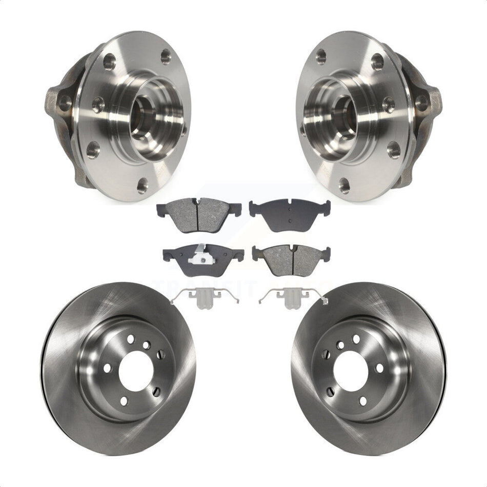 Front Hub Bearing Assembly Disc Brake Rotor And Semi-Metallic Pad Kit For BMW 528i xDrive KBB-128471