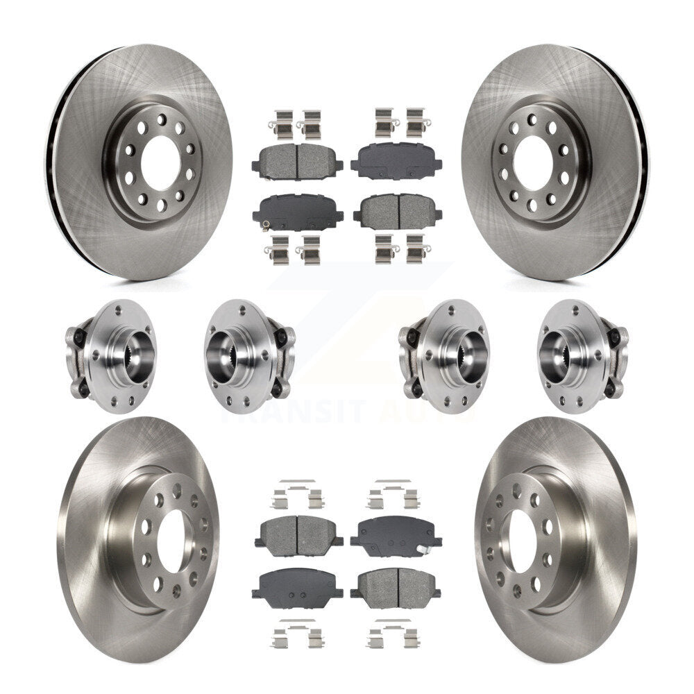 Front Rear Hub Bearing Assembly Disc Brake Rotor And Pads Kit (10Pc) For Jeep Compass AWD KBB-128517