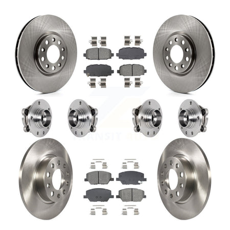 Front Rear Hub Bearing Assembly Disc Brake Rotor And Pads Kit (10Pc) For Jeep Compass AWD KBB-128517
