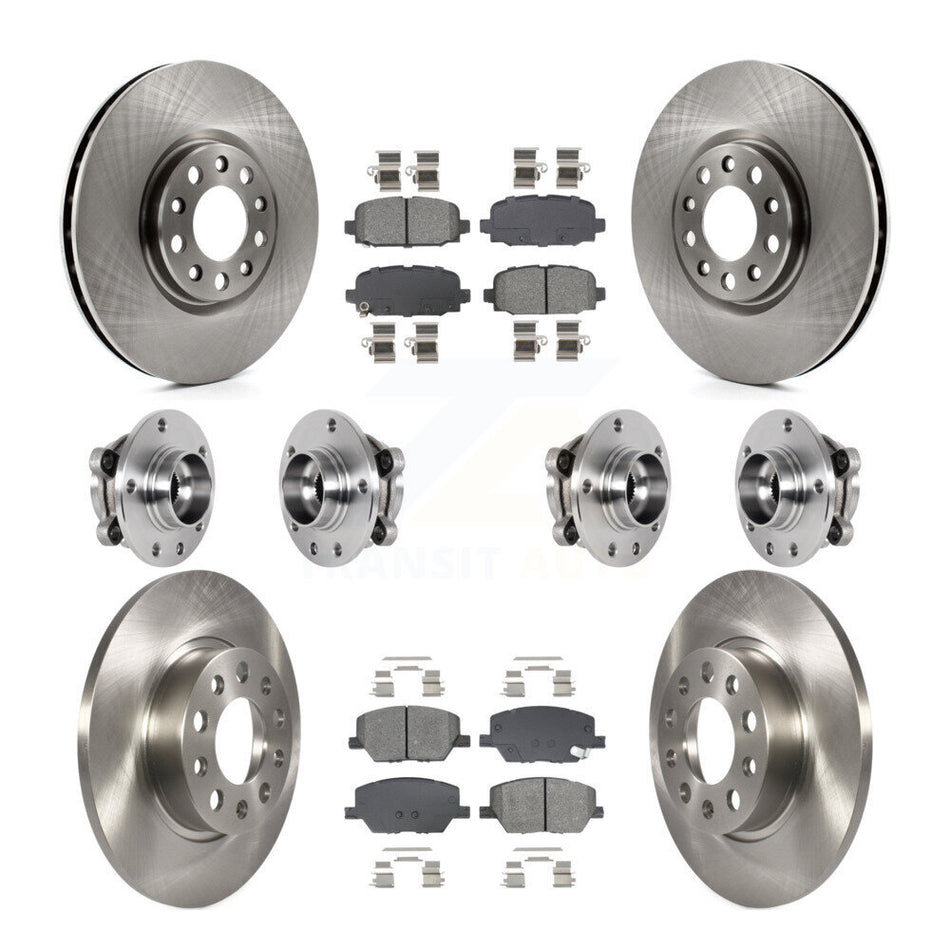 Front Rear Hub Bearing Assembly Disc Brake Rotor And Pads Kit (10Pc) For Jeep Compass AWD KBB-128517