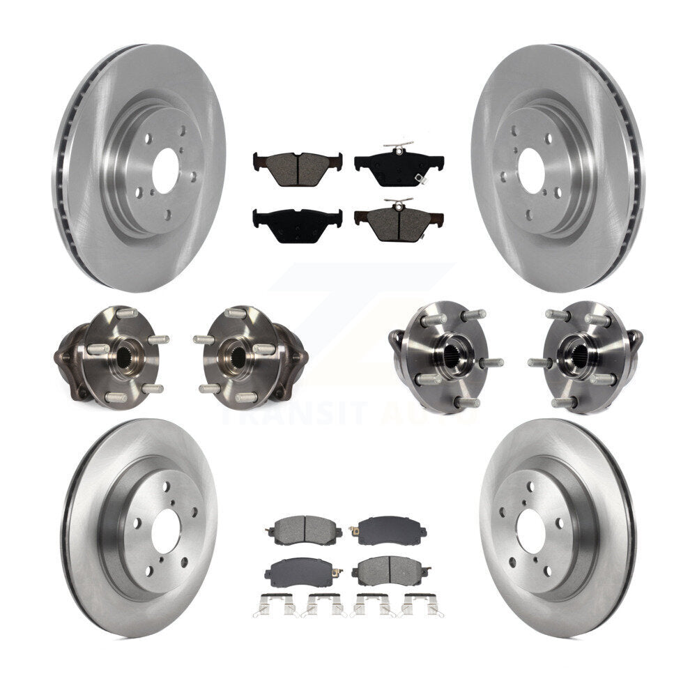 Front Rear Hub Bearing Assembly Disc Brake Rotors And Pads Kit (10Pc) For Subaru Forester KBB-128520