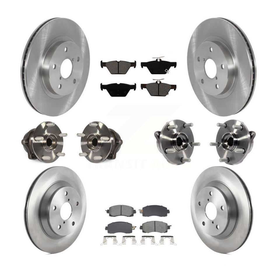 Front Rear Hub Bearing Assembly Disc Brake Rotors And Pads Kit (10Pc) For Subaru Forester KBB-128521