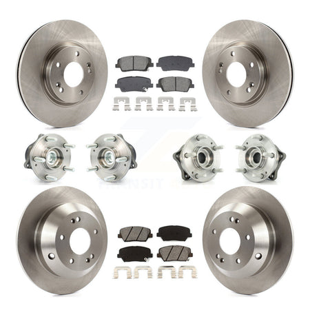 Front Rear Hub Bearing Brake Rotor & Pads Kit (10Pc) For Hyundai Santa Fe Kia Sorento FWD KBB-128545