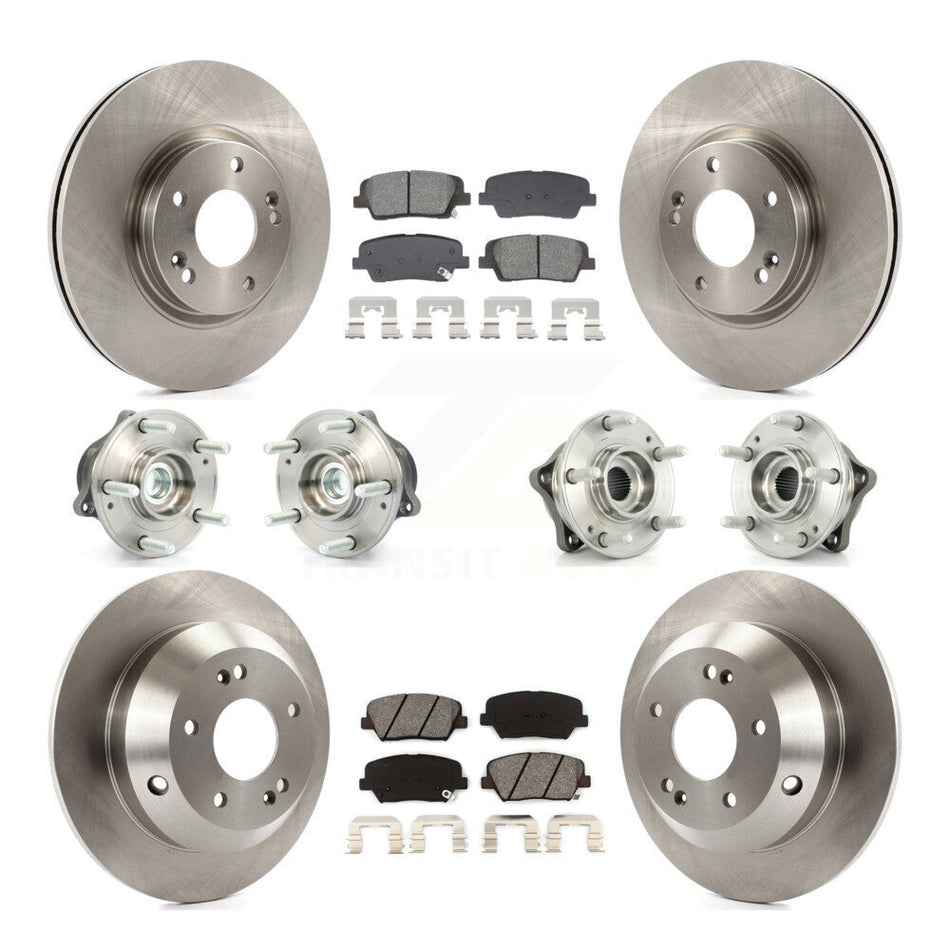 Front Rear Hub Bearing Brake Rotor & Pads Kit (10Pc) For Hyundai Santa Fe Kia Sorento FWD KBB-128545