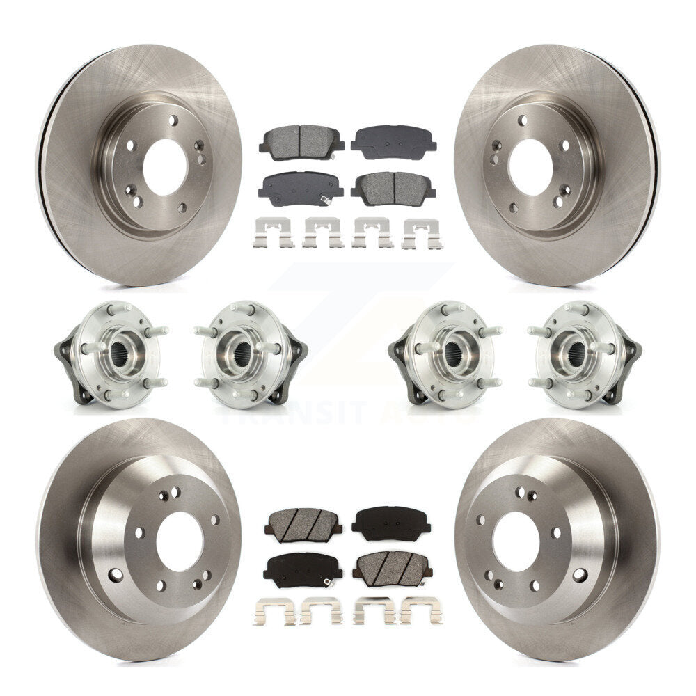 Front Rear Hub Bearing Brake Rotor & Pads Kit (10Pc) For Hyundai Santa Fe Kia Sorento AWD KBB-128546