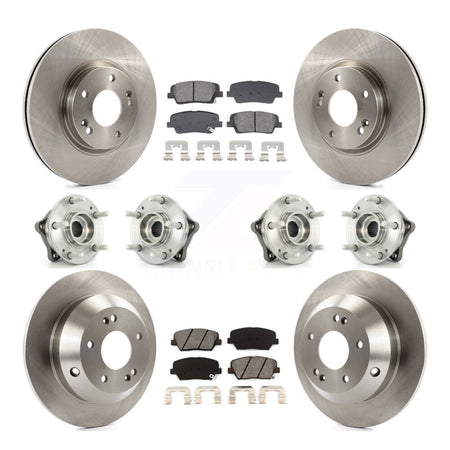 Front Rear Hub Bearing Brake Rotor & Pads Kit (10Pc) For Hyundai Santa Fe Kia Sorento AWD KBB-128546