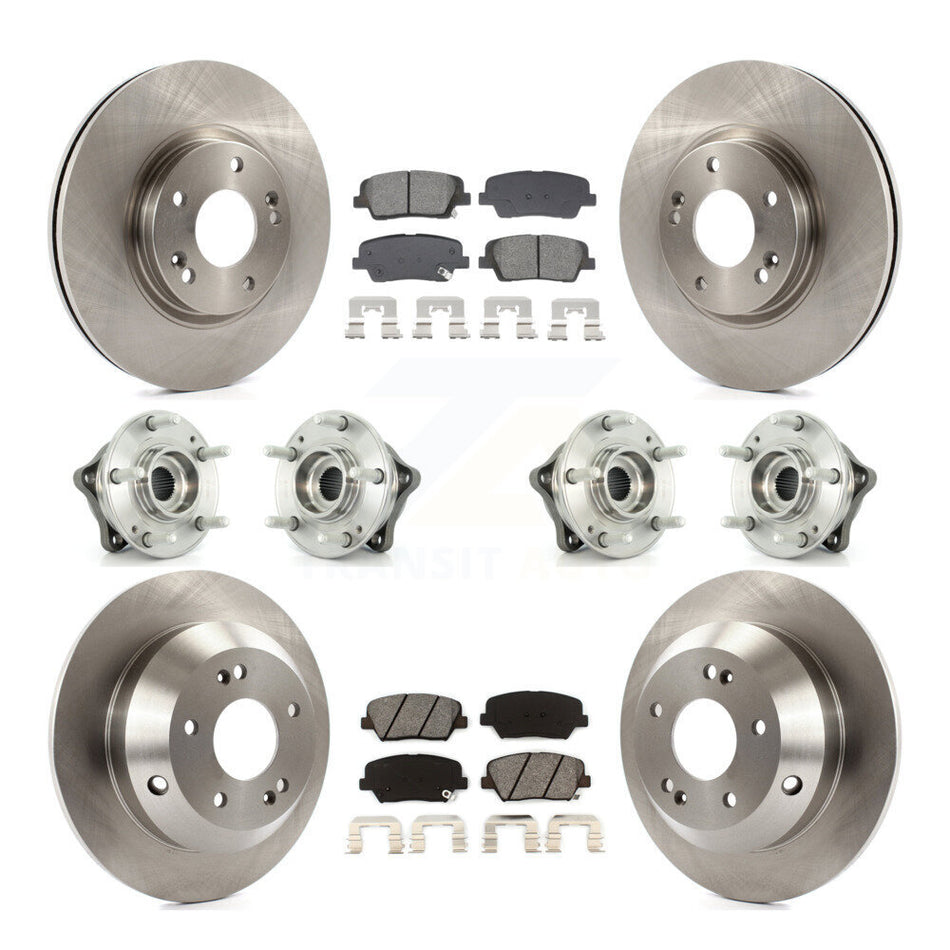 Front Rear Hub Bearing Brake Rotor & Pads Kit (10Pc) For Hyundai Santa Fe Kia Sorento AWD KBB-128546