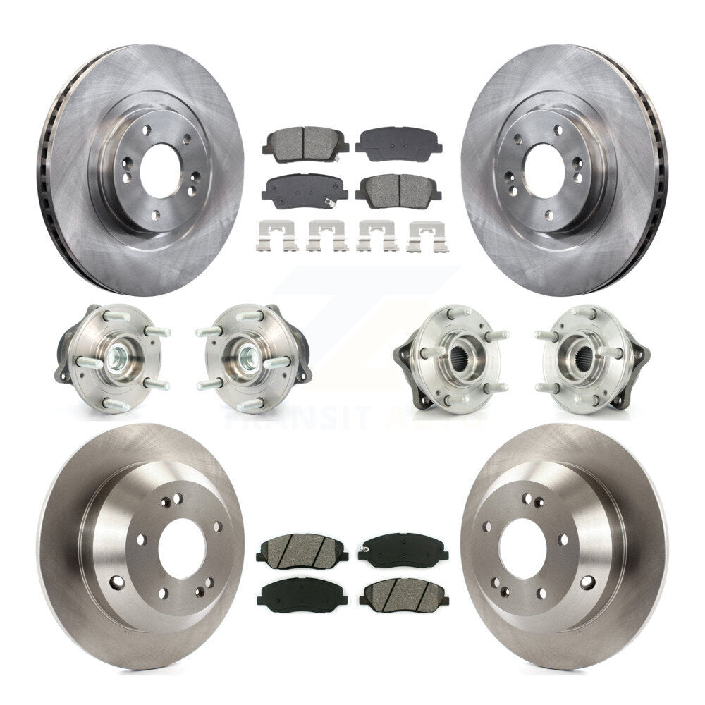 Front Rear Hub Bearing Brake Rotor & Pad Kit (10Pc) For Hyundai Santa Fe XL FWD with 3.3L KBB-128547