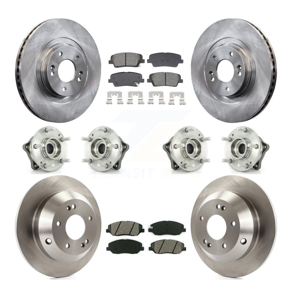 Front Rear Hub Bearing Brake Rotor & Pad Kit (10Pc) For Hyundai Santa Fe XL AWD with 3.3L KBB-128548