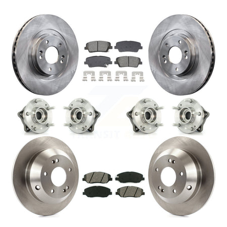 Front Rear Hub Bearing Brake Rotor & Pad Kit (10Pc) For Hyundai Santa Fe XL AWD with 3.3L KBB-128548