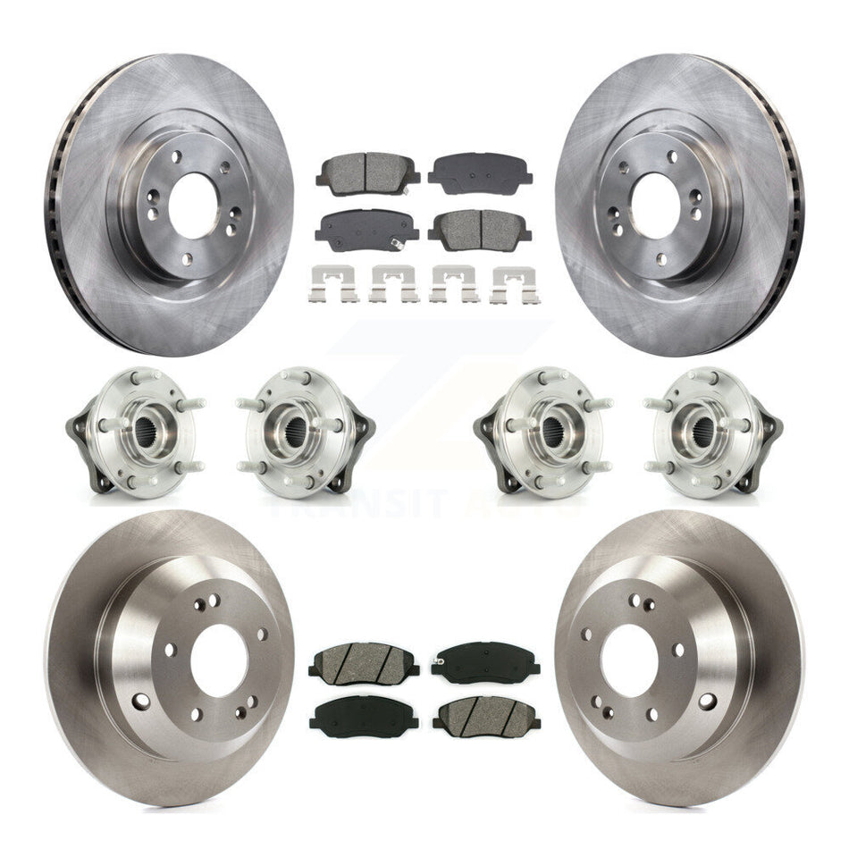 Front Rear Hub Bearing Brake Rotor & Pad Kit (10Pc) For Hyundai Santa Fe XL AWD with 3.3L KBB-128548