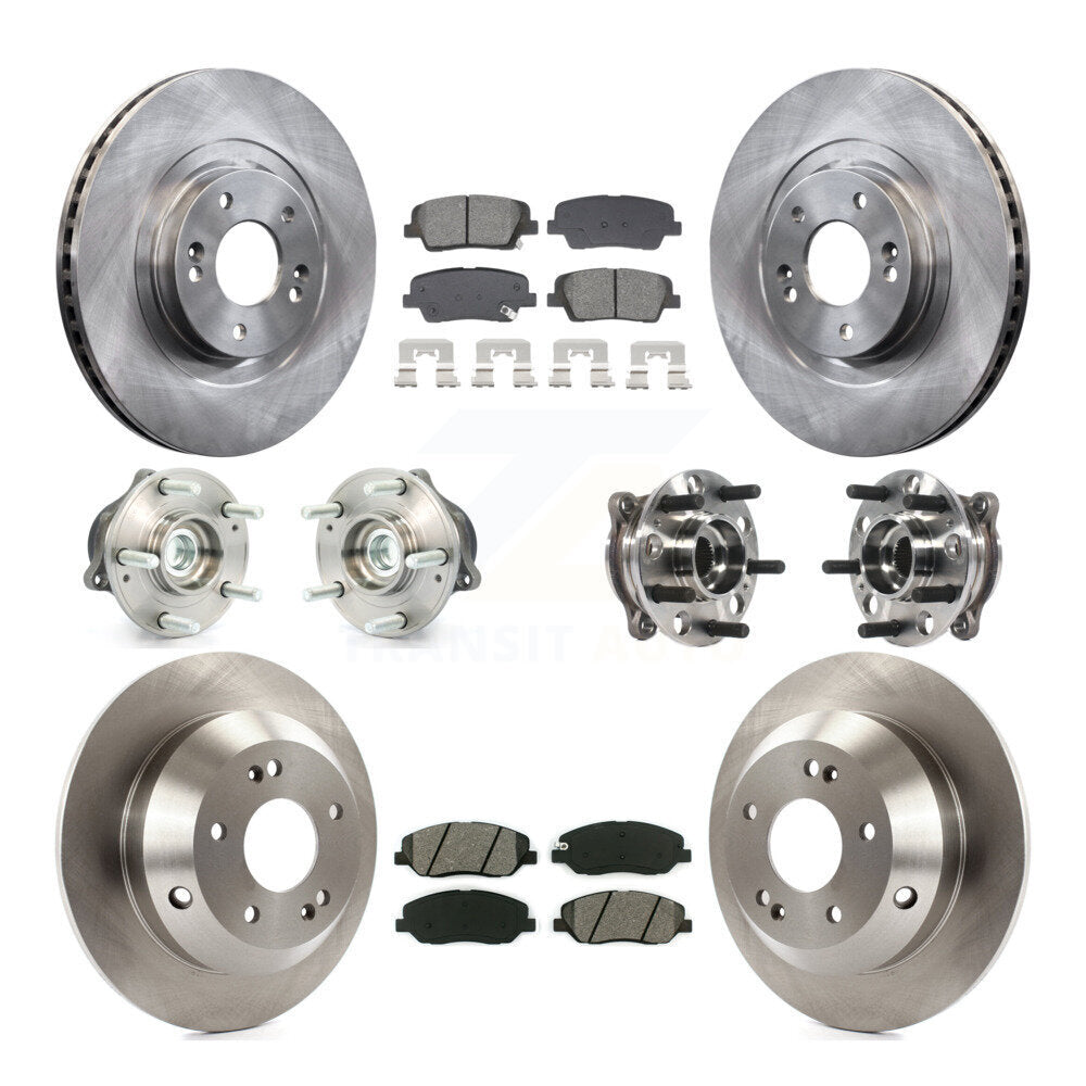 Front Rear Hub Bearing Brake Rotor & Pad Kit (10Pc) For Hyundai Santa Fe XL FWD with 3.3L KBB-128549