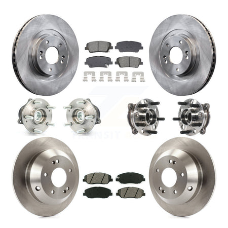 Front Rear Hub Bearing Brake Rotor & Pad Kit (10Pc) For Hyundai Santa Fe XL FWD with 3.3L KBB-128549