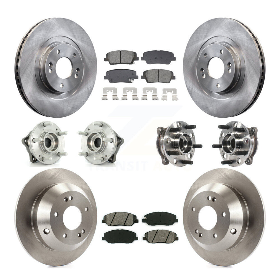 Front Rear Hub Bearing Brake Rotor & Pad Kit (10Pc) For Hyundai Santa Fe XL AWD with 3.3L KBB-128550
