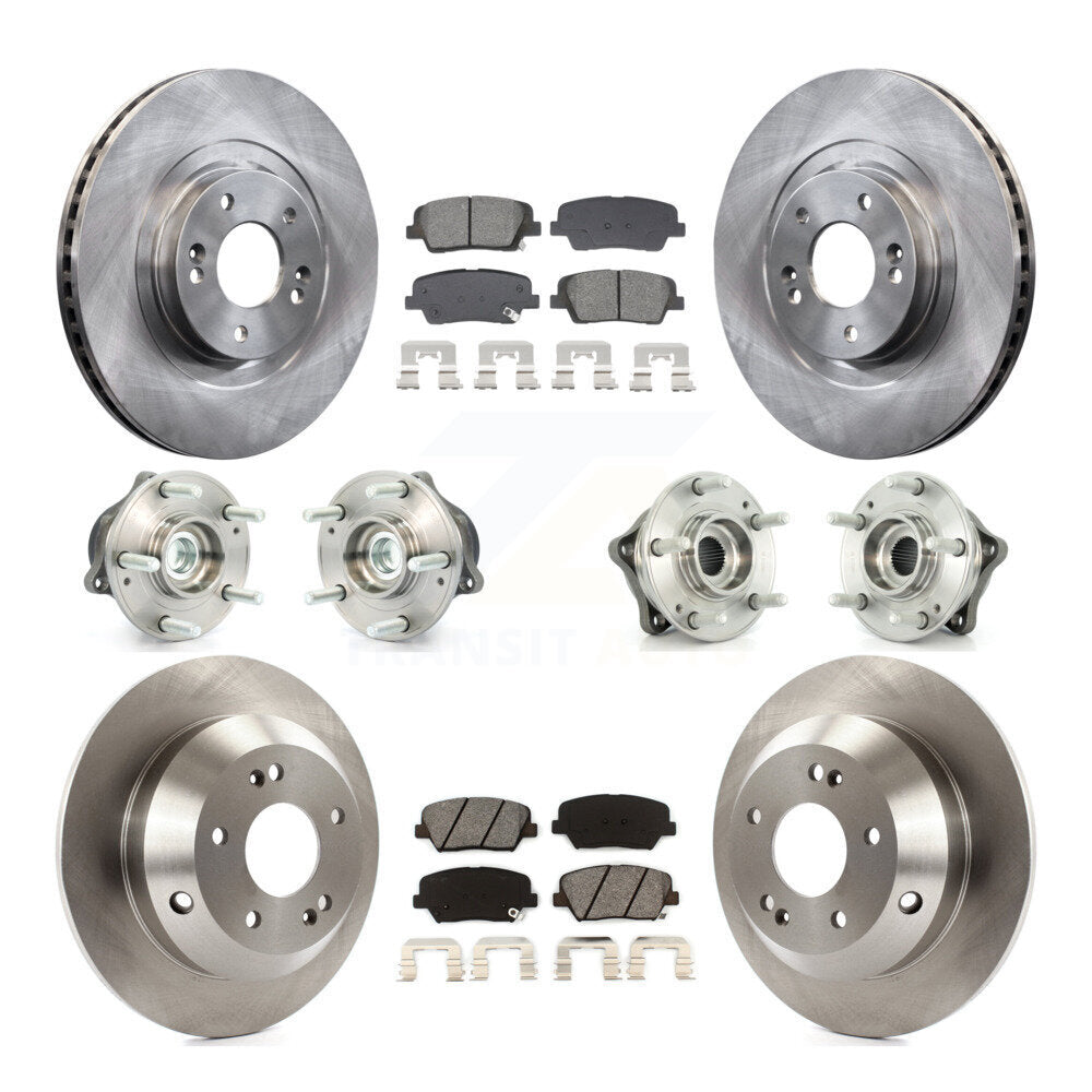 Front Rear Hub Bearing Brake Rotor Pads Kit (10Pc) For Hyundai Santa Fe Sport Kia Sorento KBB-128551