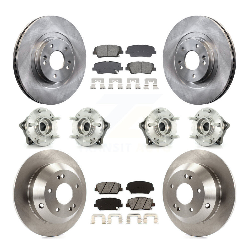 Front Rear Hub Bearing Brake Rotor Pads Kit (10Pc) For Hyundai Santa Fe Sport Kia Sorento KBB-128552
