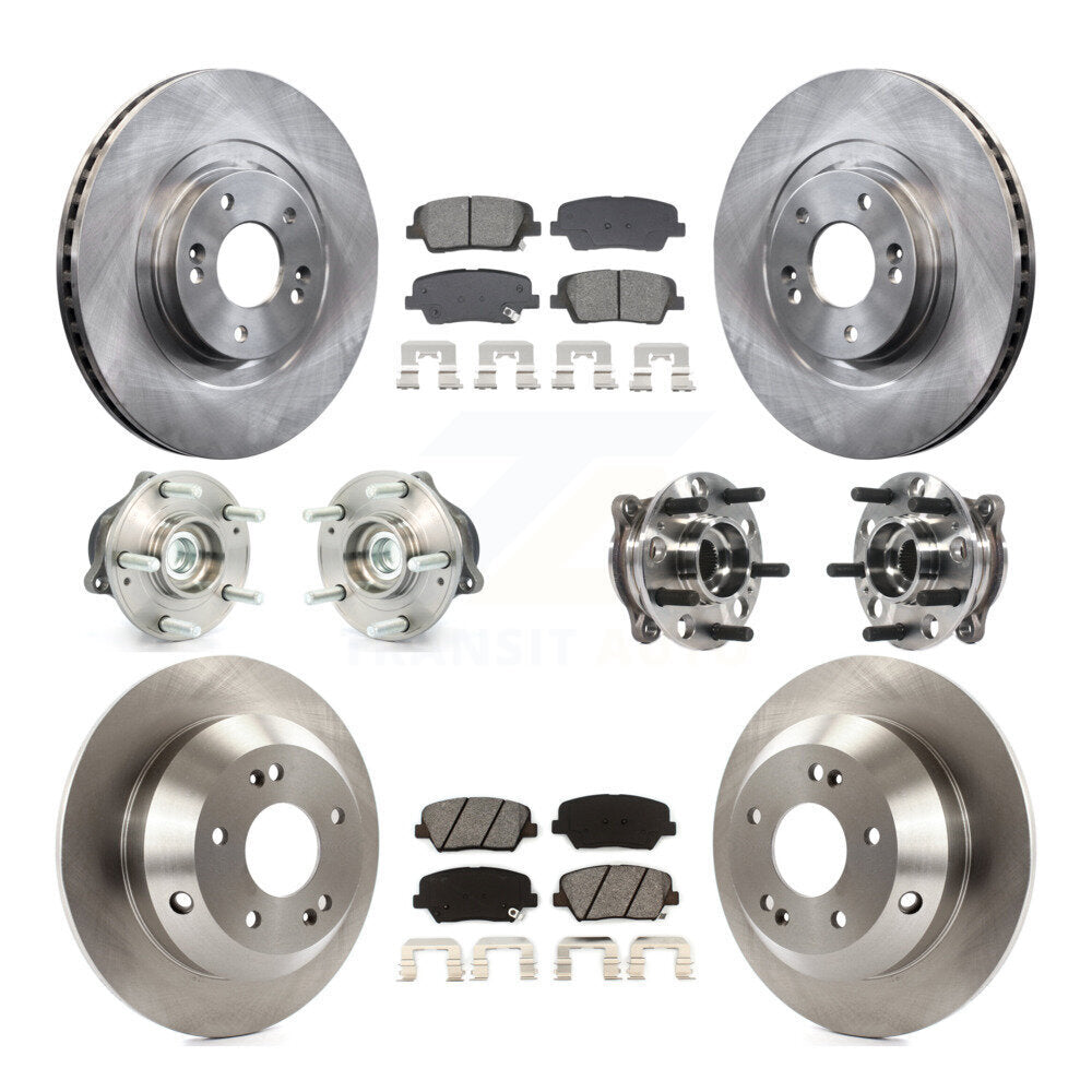 Front Rear Hub Bearings Disc Brake Rotors And Pads Kit (10Pc) For Hyundai Santa Fe Sport KBB-128553