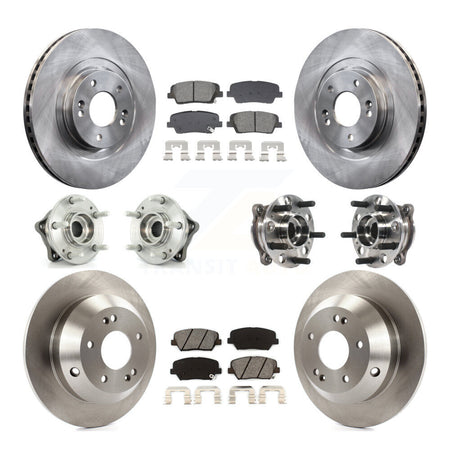 Front Rear Hub Bearings Disc Brake Rotors And Pads Kit (10Pc) For Hyundai Santa Fe Sport KBB-128554